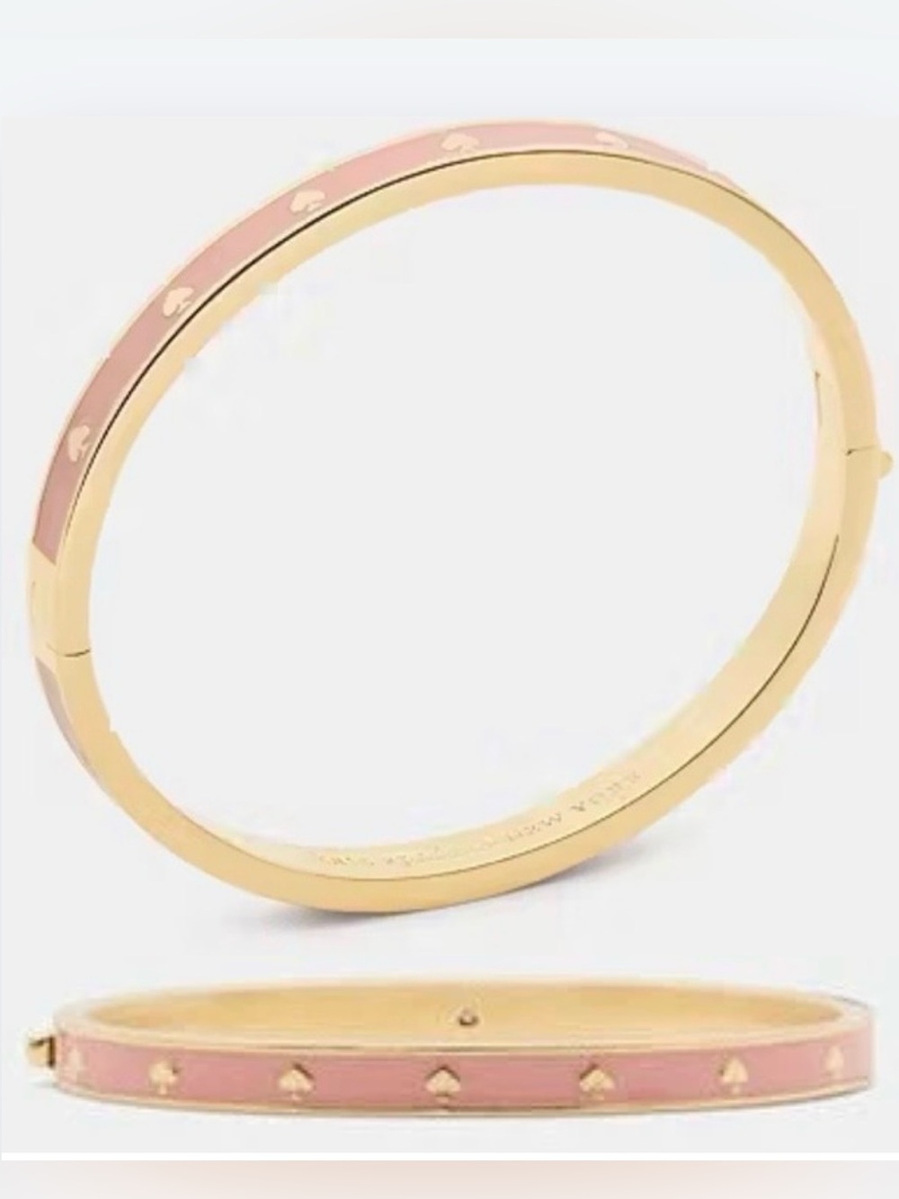 Kate Spade Spot The Spade Pink Enamel Hinged Bangle - NWT